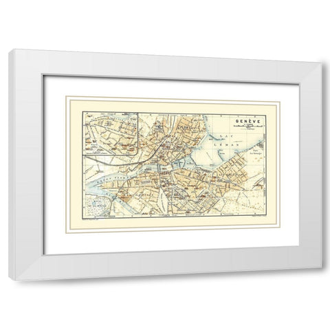 Geneva Switzerland - Baedeker 1921 White Modern Wood Framed Art Print with Double Matting by Baedeker