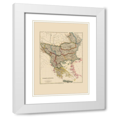 Europe Turkey - Arrowsmith 1844 White Modern Wood Framed Art Print with Double Matting by Arrowsmith