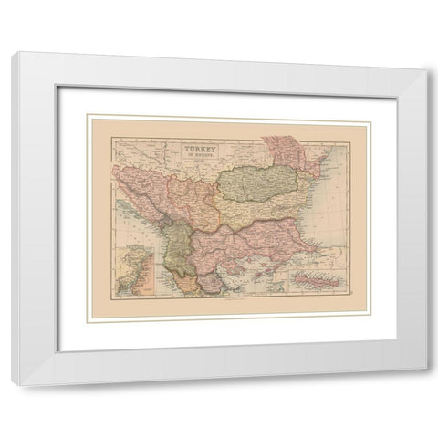 Europe Turkey - Black 1867 White Modern Wood Framed Art Print with Double Matting by Black