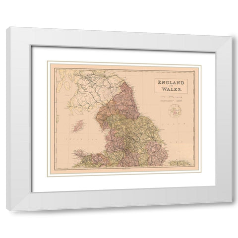 England Wales - Black 1867 White Modern Wood Framed Art Print with Double Matting by Black