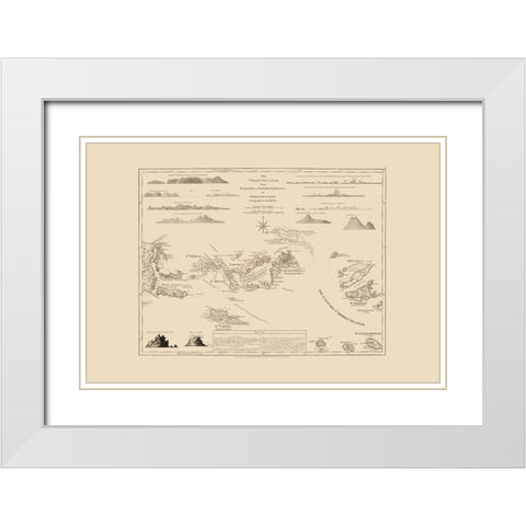Virgin Islands - Jefferys 1775 White Modern Wood Framed Art Print with Double Matting by Jefferys