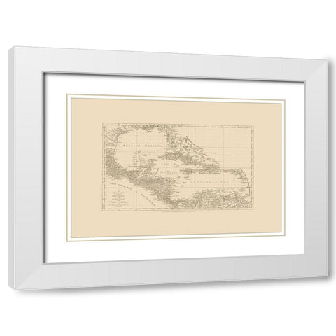 Chart West Indies Caribbean - Sayer 1775 White Modern Wood Framed Art Print with Double Matting by Sayer