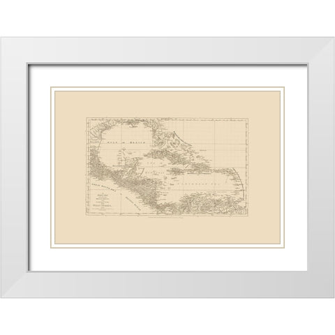 Chart West Indies Caribbean - Sayer 1775 White Modern Wood Framed Art Print with Double Matting by Sayer