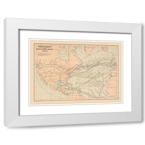 Telegraph Lines Europe America - Black 1867 White Modern Wood Framed Art Print with Double Matting by Black