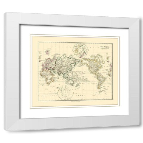 Mercator Projection - Arrowsmith 1844 White Modern Wood Framed Art Print with Double Matting by Arrowsmith