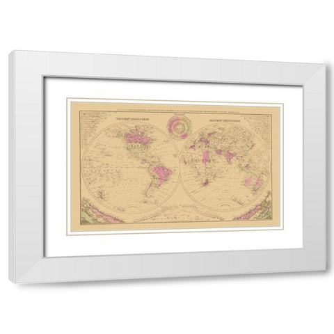 Western Eastern Hemisphere - Gray White Modern Wood Framed Art Print with Double Matting by Gray