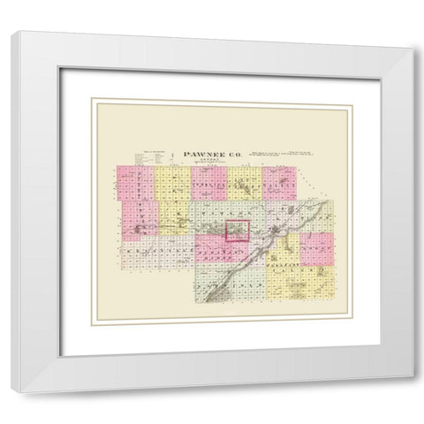 Pawnee Kansas - Everts 1887 White Modern Wood Framed Art Print with Double Matting by Everts