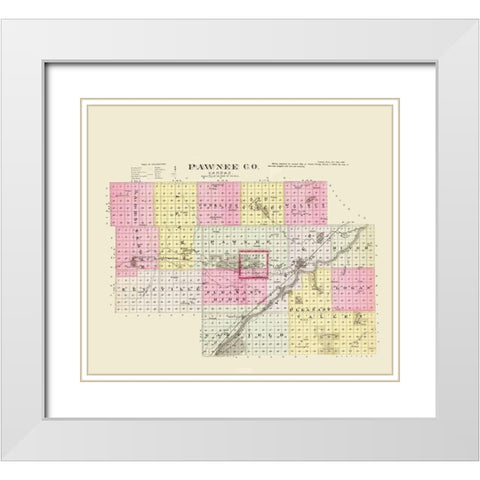 Pawnee Kansas - Everts 1887 White Modern Wood Framed Art Print with Double Matting by Everts