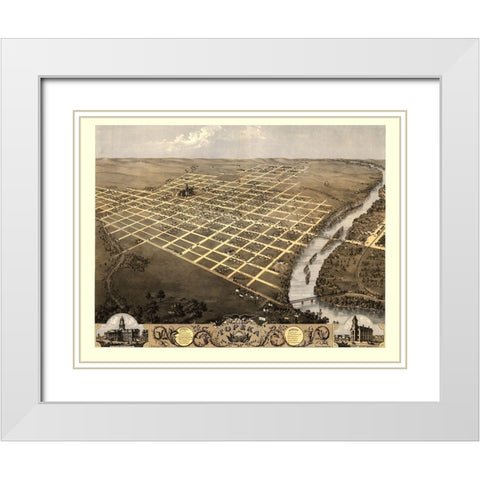Topeka Kansas - Ruger 1869 White Modern Wood Framed Art Print with Double Matting by Ruger