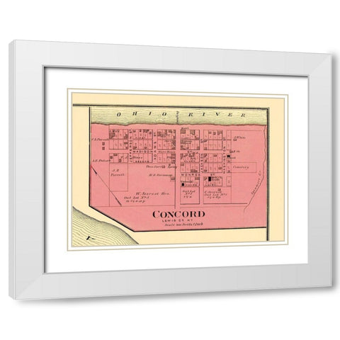Concord Kentucky Landowner - Titus 1877 White Modern Wood Framed Art Print with Double Matting by Titus