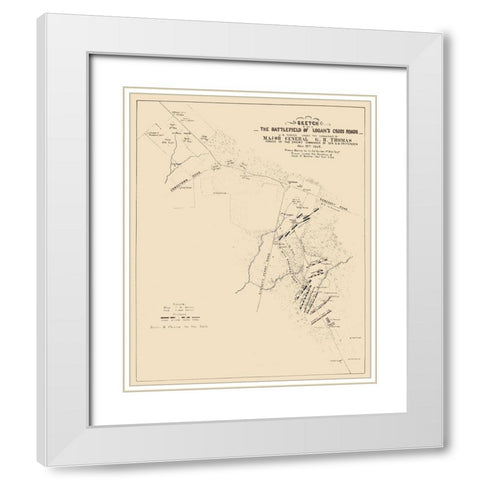 Logans Cross Roads Kentucky Battlefield - Michler 1862 White Modern Wood Framed Art Print with Double Matting by Michler