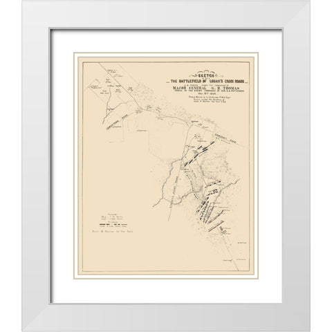 Logans Cross Roads Kentucky Battlefield - Michler 1862 White Modern Wood Framed Art Print with Double Matting by Michler