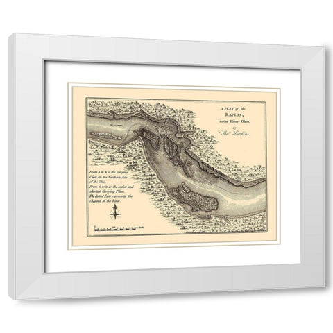 Ohio River Rapids Plan - Hutchins 1778 White Modern Wood Framed Art Print with Double Matting by Hutchins