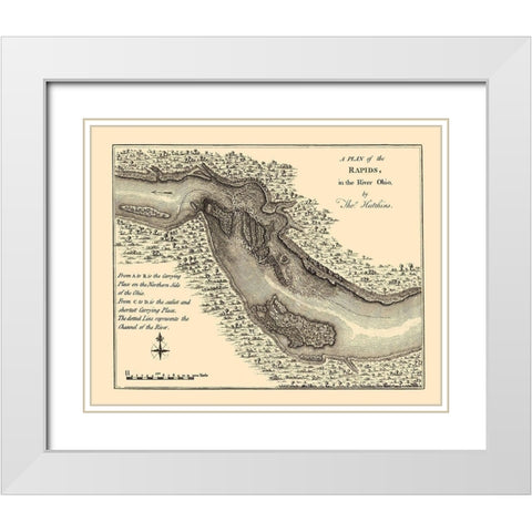 Ohio River Rapids Plan - Hutchins 1778 White Modern Wood Framed Art Print with Double Matting by Hutchins