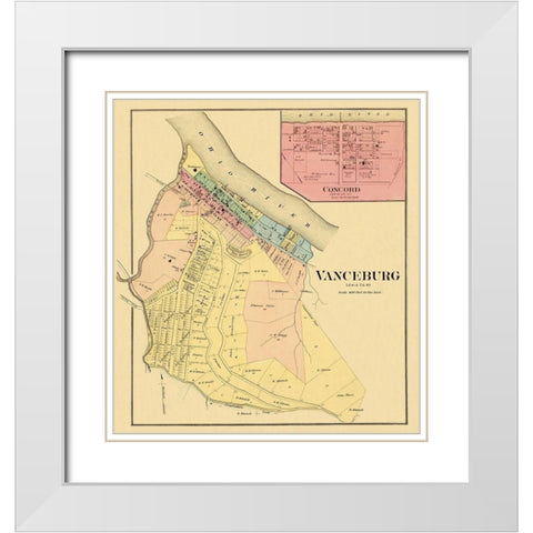 Vanceburg, Concord Kentucky Landowner - Hayes White Modern Wood Framed Art Print with Double Matting by Hayes