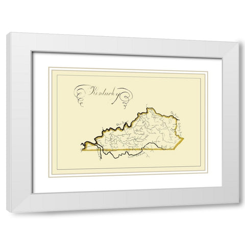 Kentucky - Henshaw 1823 White Modern Wood Framed Art Print with Double Matting by Henshaw