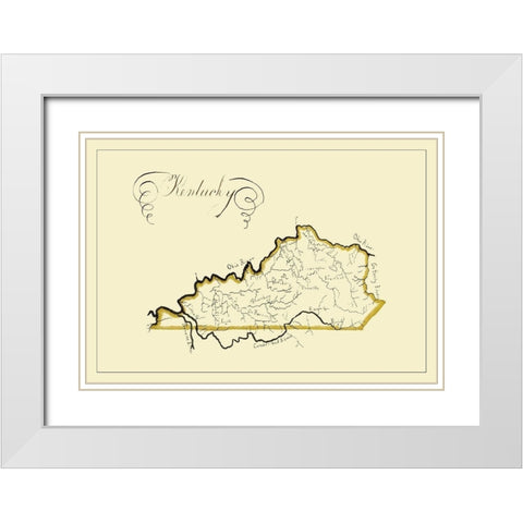 Kentucky - Henshaw 1823 White Modern Wood Framed Art Print with Double Matting by Henshaw