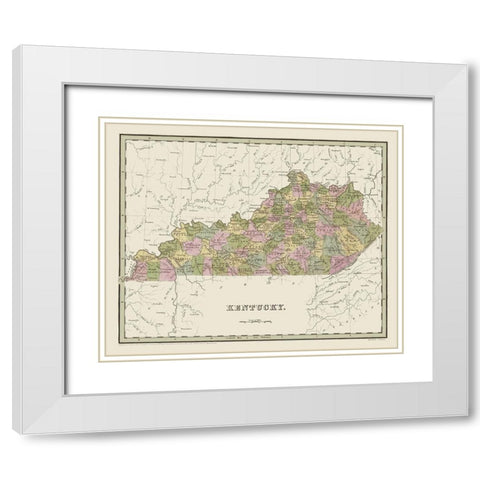Kentucky - Putnam 1838 White Modern Wood Framed Art Print with Double Matting by Putnam