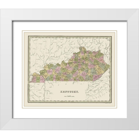 Kentucky - Putnam 1838 White Modern Wood Framed Art Print with Double Matting by Putnam