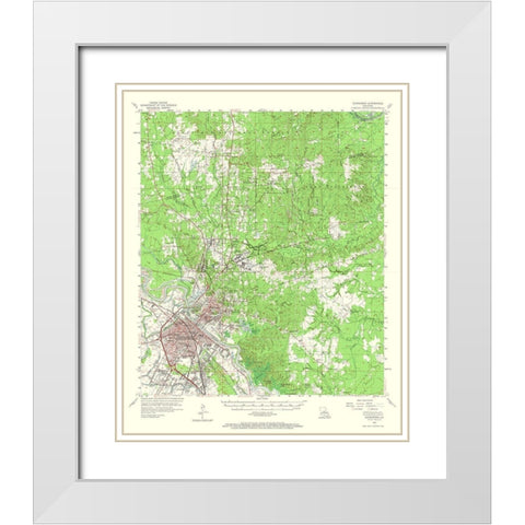 Alexandria Louisiana Quad - USGS 1957 White Modern Wood Framed Art Print with Double Matting by USGS