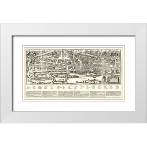 Orleans City Planning France - Jacob 1849 White Modern Wood Framed Art Print with Double Matting by Jacob