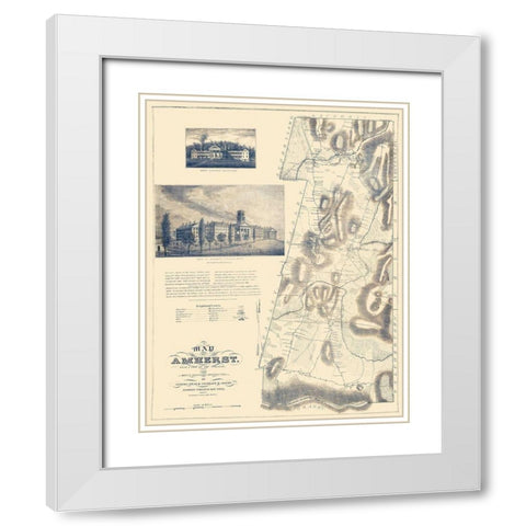 Amherst Massachusetts Landowner - Gray 1833 White Modern Wood Framed Art Print with Double Matting by Gray
