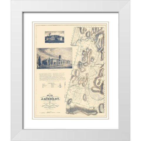 Amherst Massachusetts Landowner - Gray 1833 White Modern Wood Framed Art Print with Double Matting by Gray