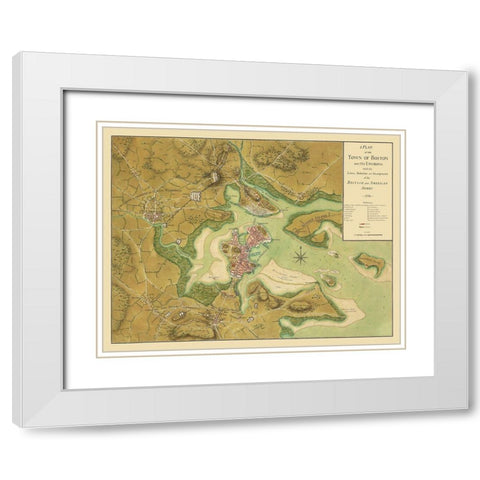 Boston Massachusetts - Page 1776 White Modern Wood Framed Art Print with Double Matting by Page
