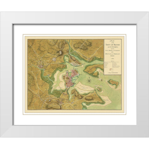 Boston Massachusetts - Page 1776 White Modern Wood Framed Art Print with Double Matting by Page