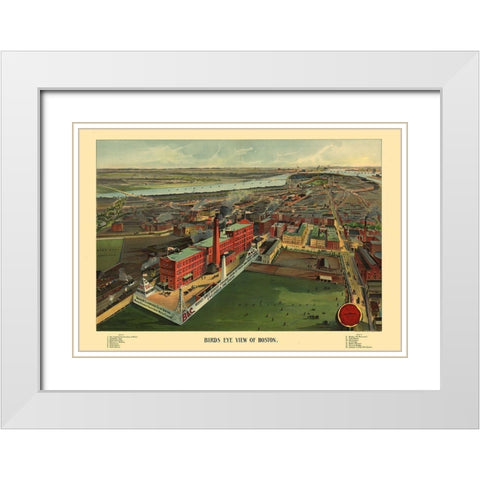 Boston Massachusetts - Walker 1902 White Modern Wood Framed Art Print with Double Matting by Walker