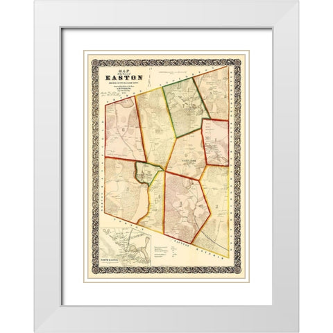 Easton Massachusetts - Mayer 1856 White Modern Wood Framed Art Print with Double Matting by Mayer