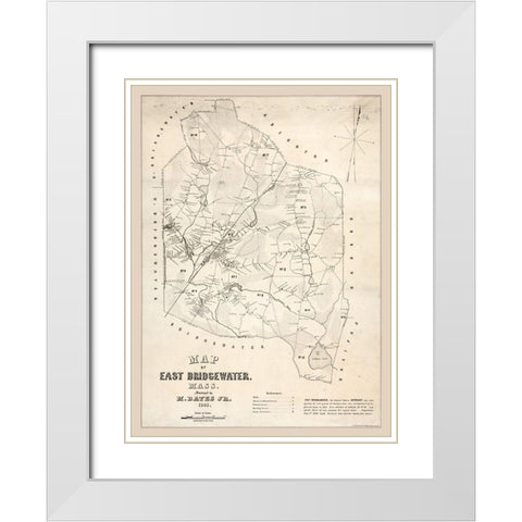 East Bridgewater Massachusetts - Bates 1848 White Modern Wood Framed Art Print with Double Matting by Bates