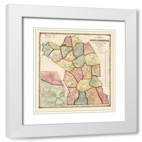 Middleborough Massachusetts - Mayer 1855 White Modern Wood Framed Art Print with Double Matting by Mayer