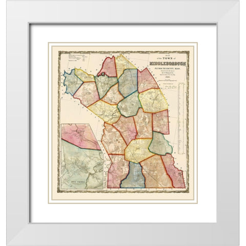 Middleborough Massachusetts - Mayer 1855 White Modern Wood Framed Art Print with Double Matting by Mayer