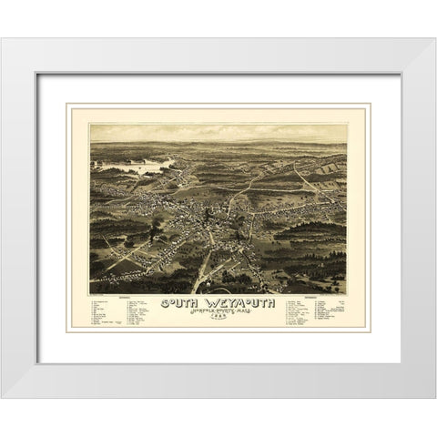 South Weymouth Massachusetts - Walker 1885 White Modern Wood Framed Art Print with Double Matting by Walker