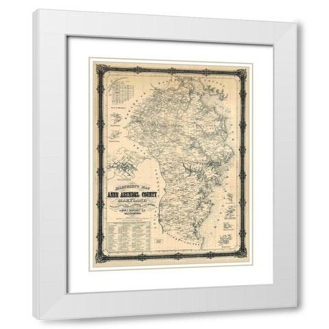 Anne Arundel Maryland Landowner - Wagner 1860 White Modern Wood Framed Art Print with Double Matting by Wagner