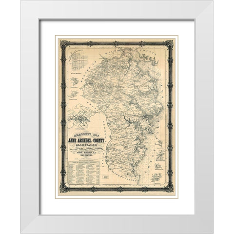 Anne Arundel Maryland Landowner - Wagner 1860 White Modern Wood Framed Art Print with Double Matting by Wagner