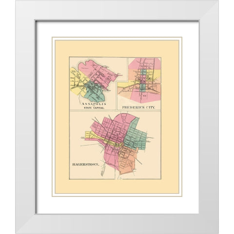 Annapolis, Frederick City, Hagerstown Maryland White Modern Wood Framed Art Print with Double Matting by Stedman