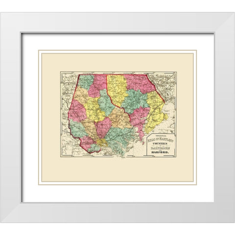 Baltimore Harford Maryland - Stedman 1873 White Modern Wood Framed Art Print with Double Matting by Stedman
