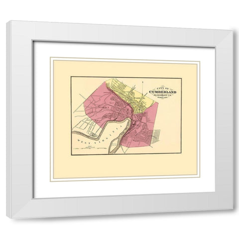 Cumberland Maryland - Stedman 1873 White Modern Wood Framed Art Print with Double Matting by Stedman