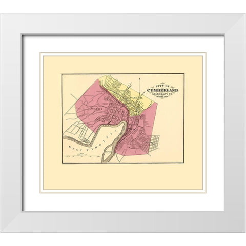 Cumberland Maryland - Stedman 1873 White Modern Wood Framed Art Print with Double Matting by Stedman