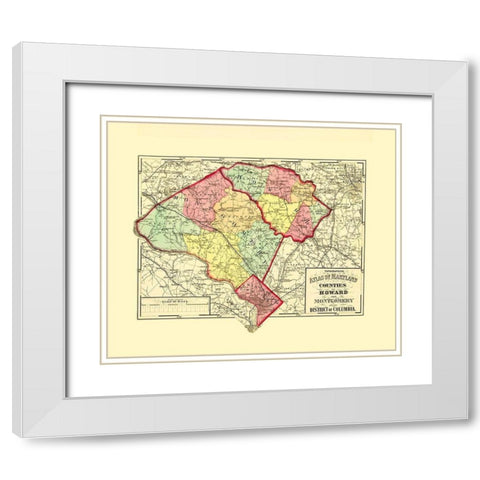 Howard Montgomery Counties Maryland - Gray 1873 White Modern Wood Framed Art Print with Double Matting by Gray