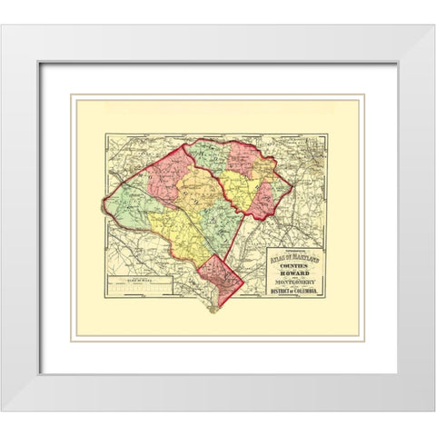 Howard Montgomery Counties Maryland - Gray 1873 White Modern Wood Framed Art Print with Double Matting by Gray