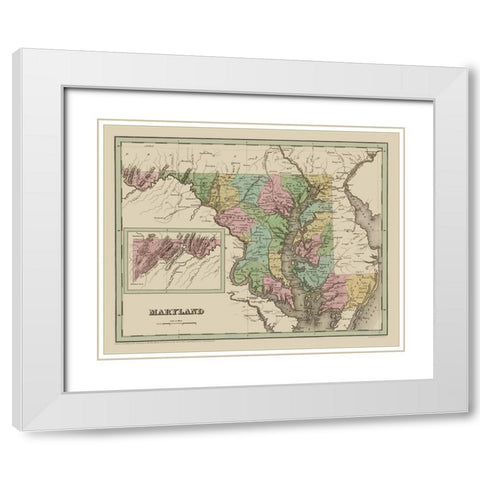 Maryland - Bradford 1838 White Modern Wood Framed Art Print with Double Matting by Bradford