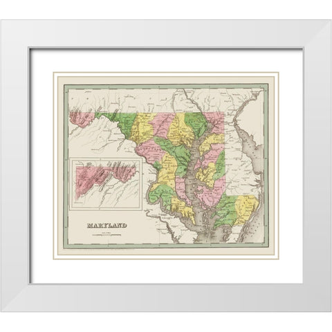 Maryland - Bradford 1836 White Modern Wood Framed Art Print with Double Matting by Bradford