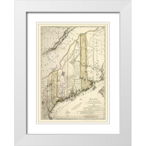 Maine - Bohn 1798 White Modern Wood Framed Art Print with Double Matting by Bohn