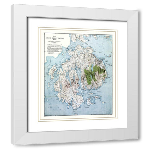 Mount Desert Island Maine - Bates 1917 White Modern Wood Framed Art Print with Double Matting by Bates