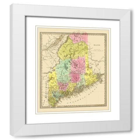 Maine - Greenleaf 1840 White Modern Wood Framed Art Print with Double Matting by Greenleaf