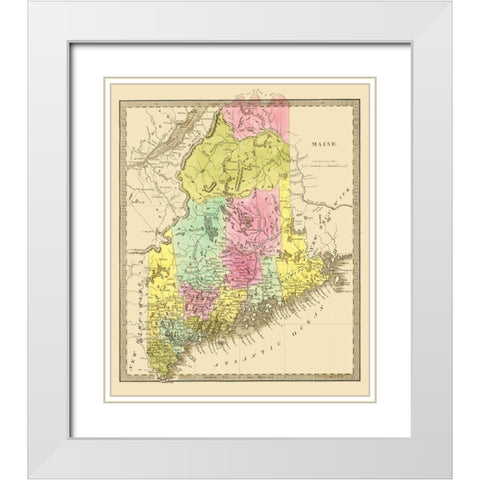 Maine - Greenleaf 1840 White Modern Wood Framed Art Print with Double Matting by Greenleaf