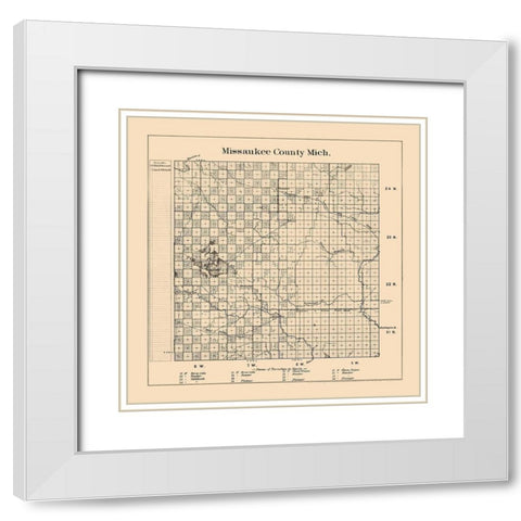 Missaukee County Michigan - Frost 1898 White Modern Wood Framed Art Print with Double Matting by Frost